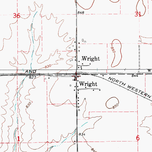 Topographic Map of Wright, IA