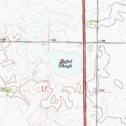 Topographic Map of Zerbel Slough, IA