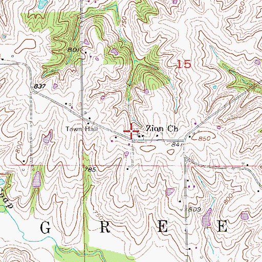 Topographic Map of Zion Church, IA