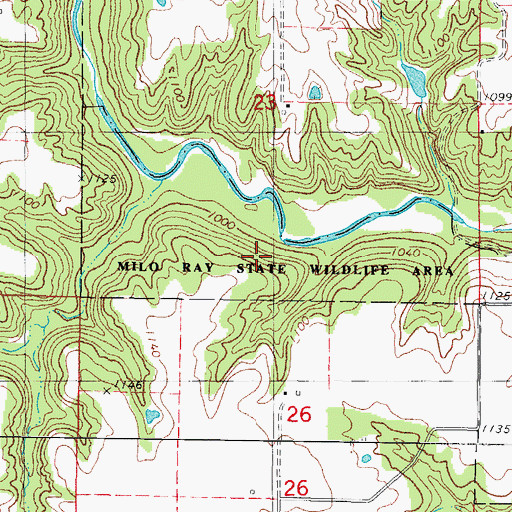 Topographic Map of Milo Ray State Wildlife Area, IA
