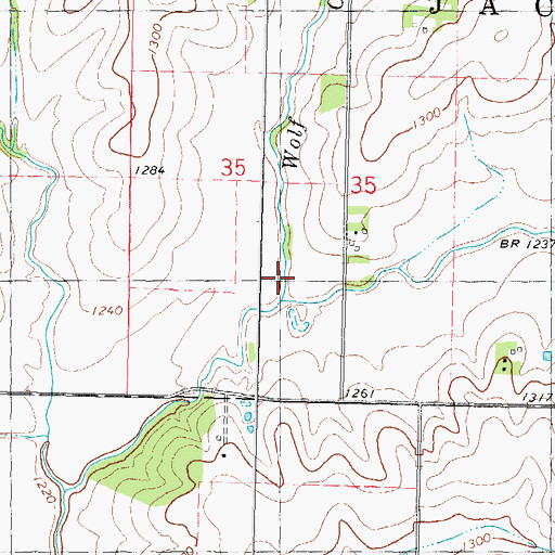 Topographic Map of Wolf Creek, IA