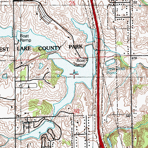 Topographic Map of I-280 Lake, IA