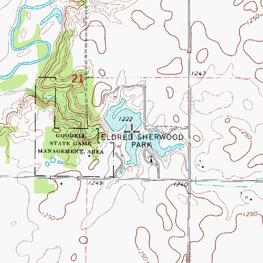 Topographic Map of Eldred Sherwood Park Lake, IA