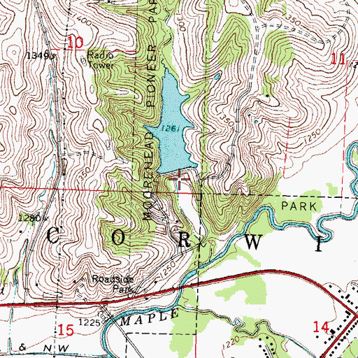Topographic Map of Moorehead Pioneer Park Dam, IA