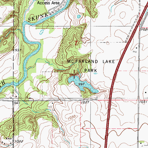 Topographic Map of McFarland Lake Dam, IA