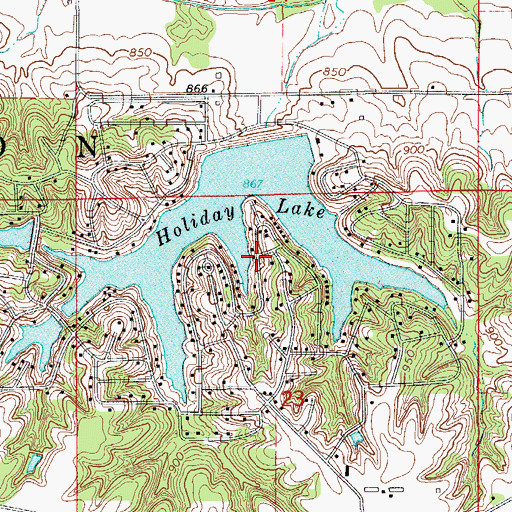 Topographic Map of Holiday Lake Dam, IA