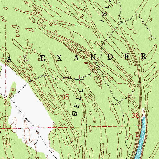 Topographic Map of Bell Island, AR