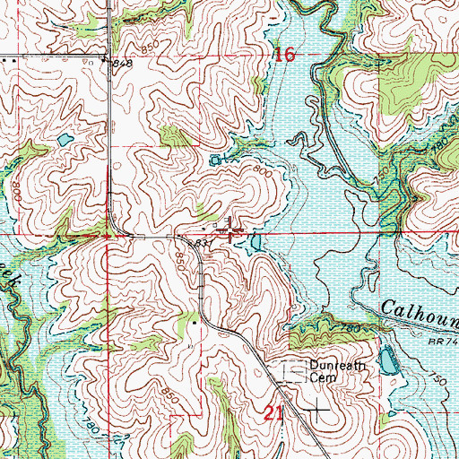Topographic Map of Dunreath, IA