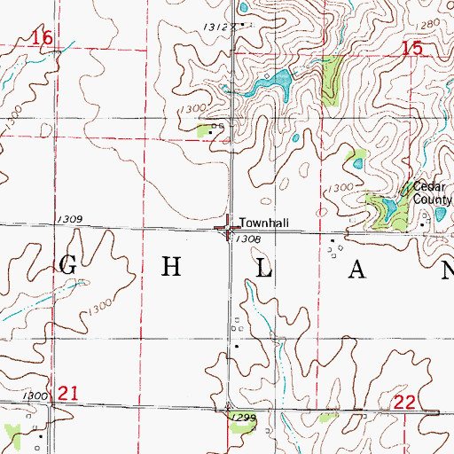 Topographic Map of Highland Townhall, IA