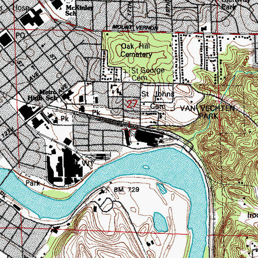 Topographic Map of KOJC-FM (Cedar Rapids), IA