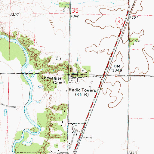Topographic Map of KILR-FM (Estherville), IA