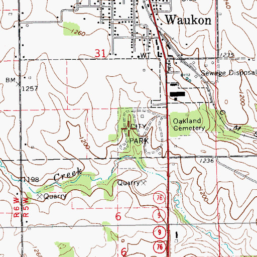 Topographic Map of Waukon City Park, IA