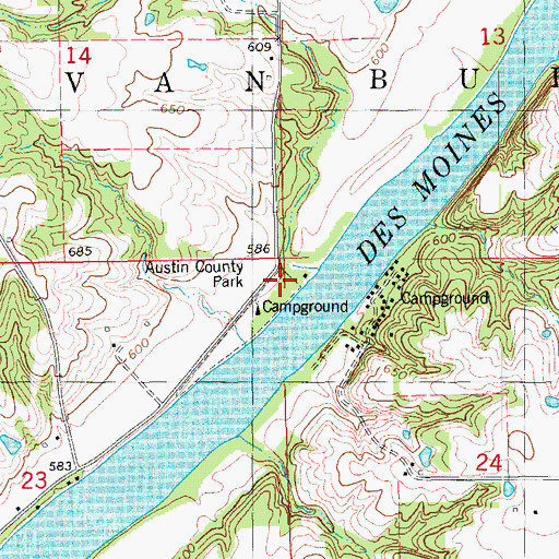 Topographic Map of Austin County Park, IA
