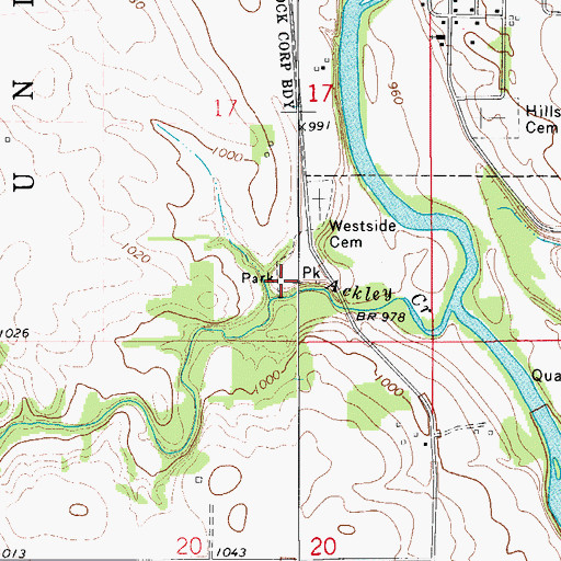 Topographic Map of Ackley Creek Park, IA