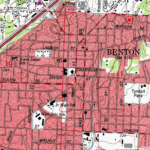 Topographic Map of Benton, AR