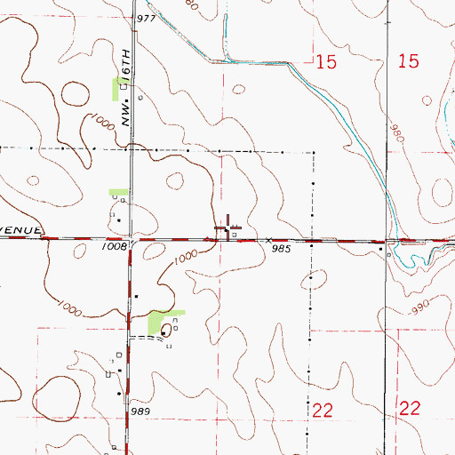 Topographic Map of Central School, IA
