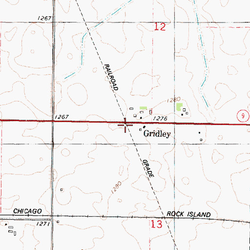 Topographic Map of Gridley, IA