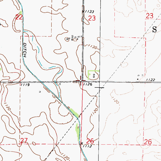 Topographic Map of Moores Siding (historical), IA