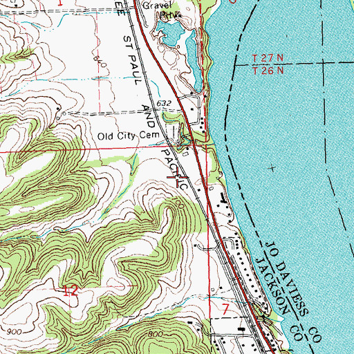 Topographic Map of North Bellevue, IA