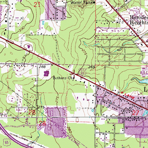 Topographic Map of Bethany Church, AR