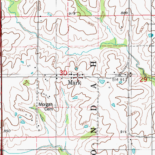 Topographic Map of Mark, IA