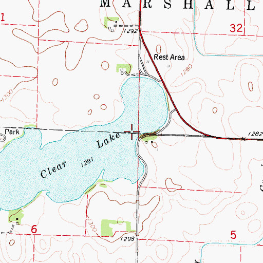 Topographic Map of Little Clear Lake Public Hunting Area, IA