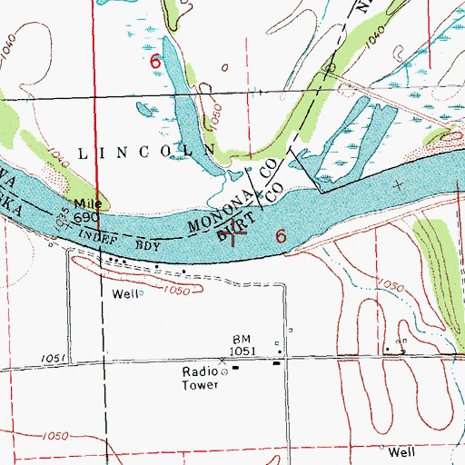 Topographic Map of Lower Decatur Bend, IA