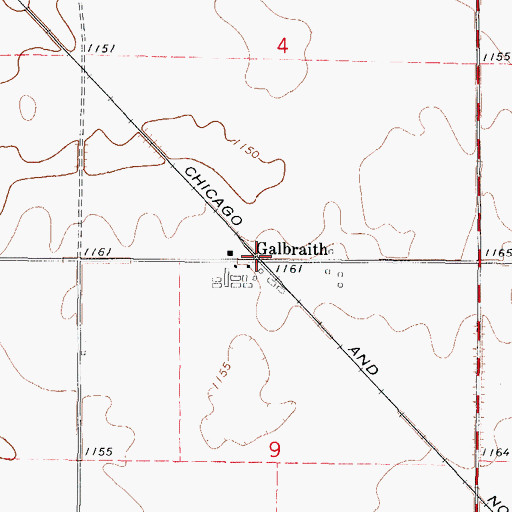 Topographic Map of Galbraith, IA