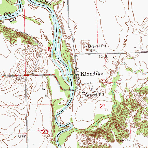 Topographic Map of Klondike, IA