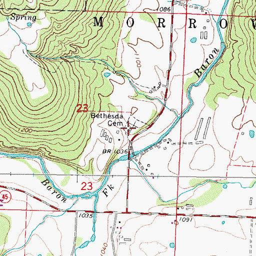 Topographic Map of Bethesda Cemetery, AR