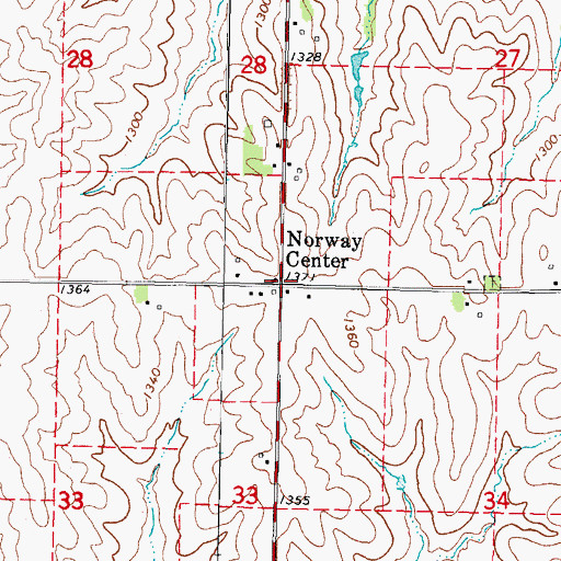 Topographic Map of Norway Center, IA