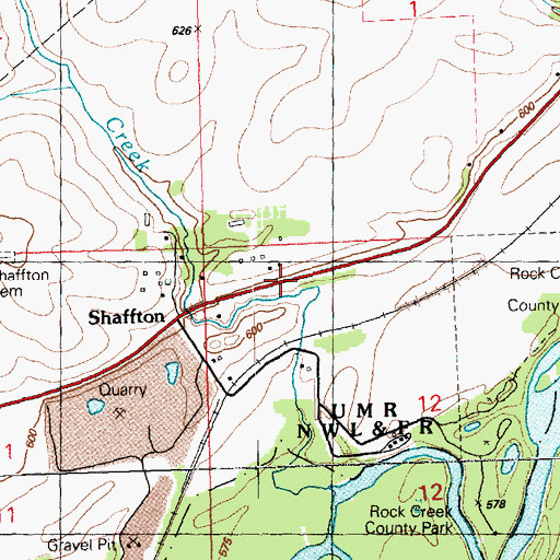 Topographic Map of Shaffton, IA