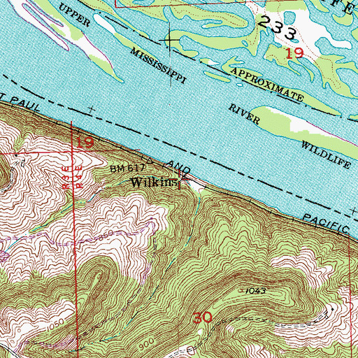 Topographic Map of Wilkins, IA
