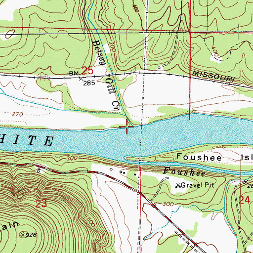 Topographic Map of Betsey Gill Creek, AR