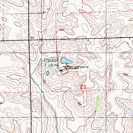 Topographic Map of Cedar Lakes Campground, IA