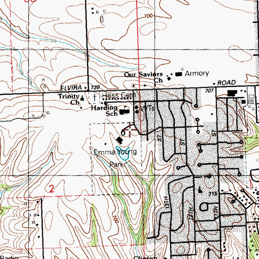 Topographic Map of Harding School, IA