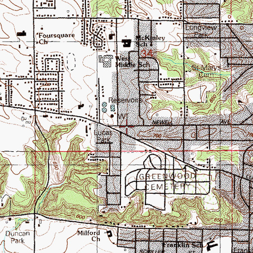 Topographic Map of Lucas Park, IA