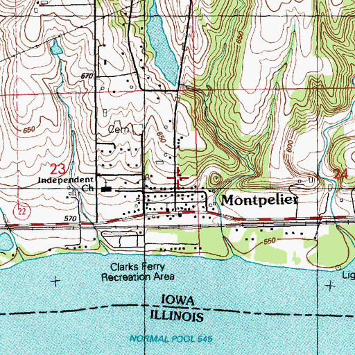 Topographic Map of Glendale School (historical), IA