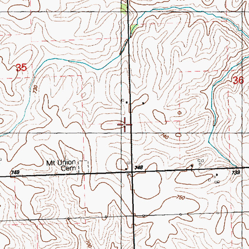 Topographic Map of Pleasant Ridge School (historical), IA