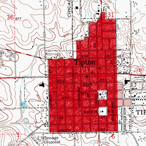 Topographic Map of Cedar County, IA