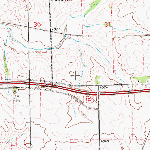 Topographic Map of Delaware County, IA