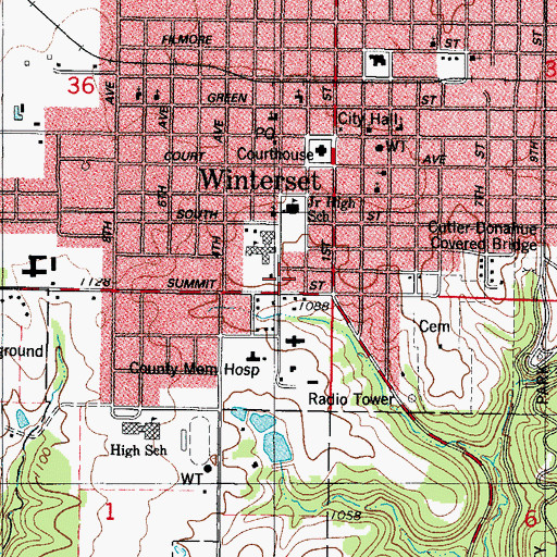 Topographic Map of Madison County, IA