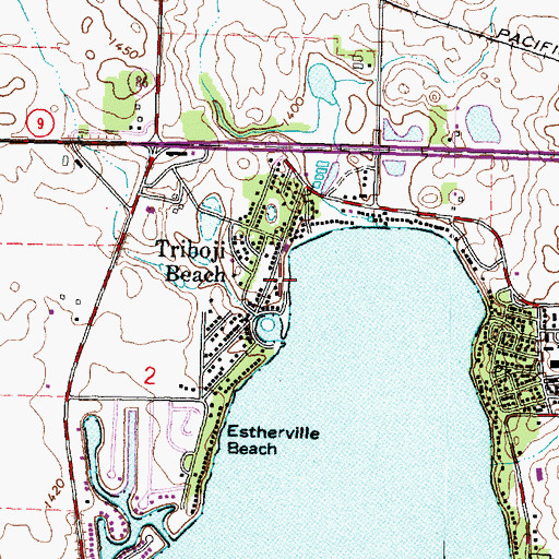 Topographic Map of Brownells Beach, IA