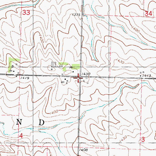 Topographic Map of Brook Mount, IA