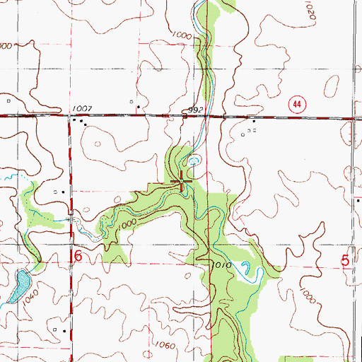 Topographic Map of Cass Creek, IA