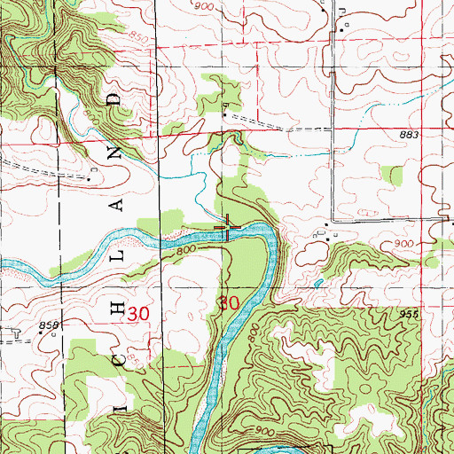 Topographic Map of Tibetts Creek, IA