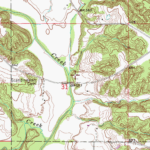 Topographic Map of Grape Creek, IA