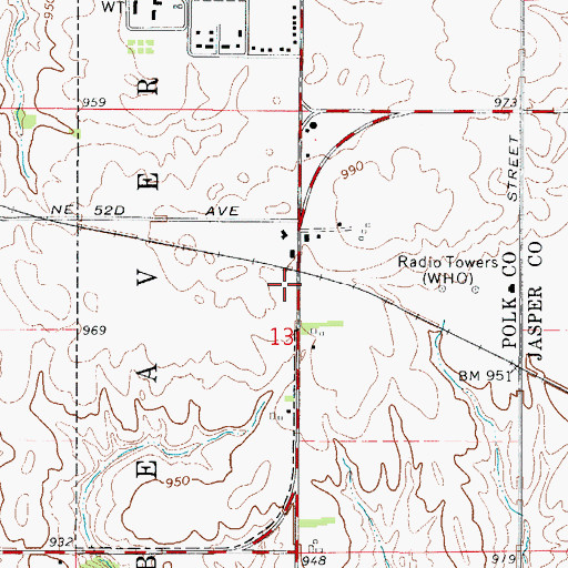 Topographic Map of Mitchell Station, IA