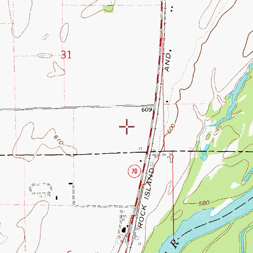 Topographic Map of Alimeda, IA