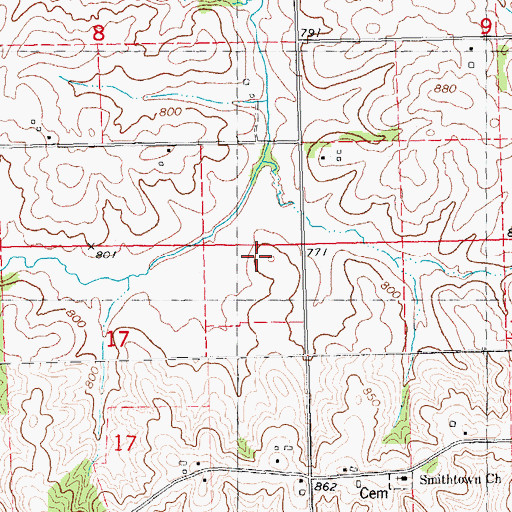 Topographic Map of Burgess, IA